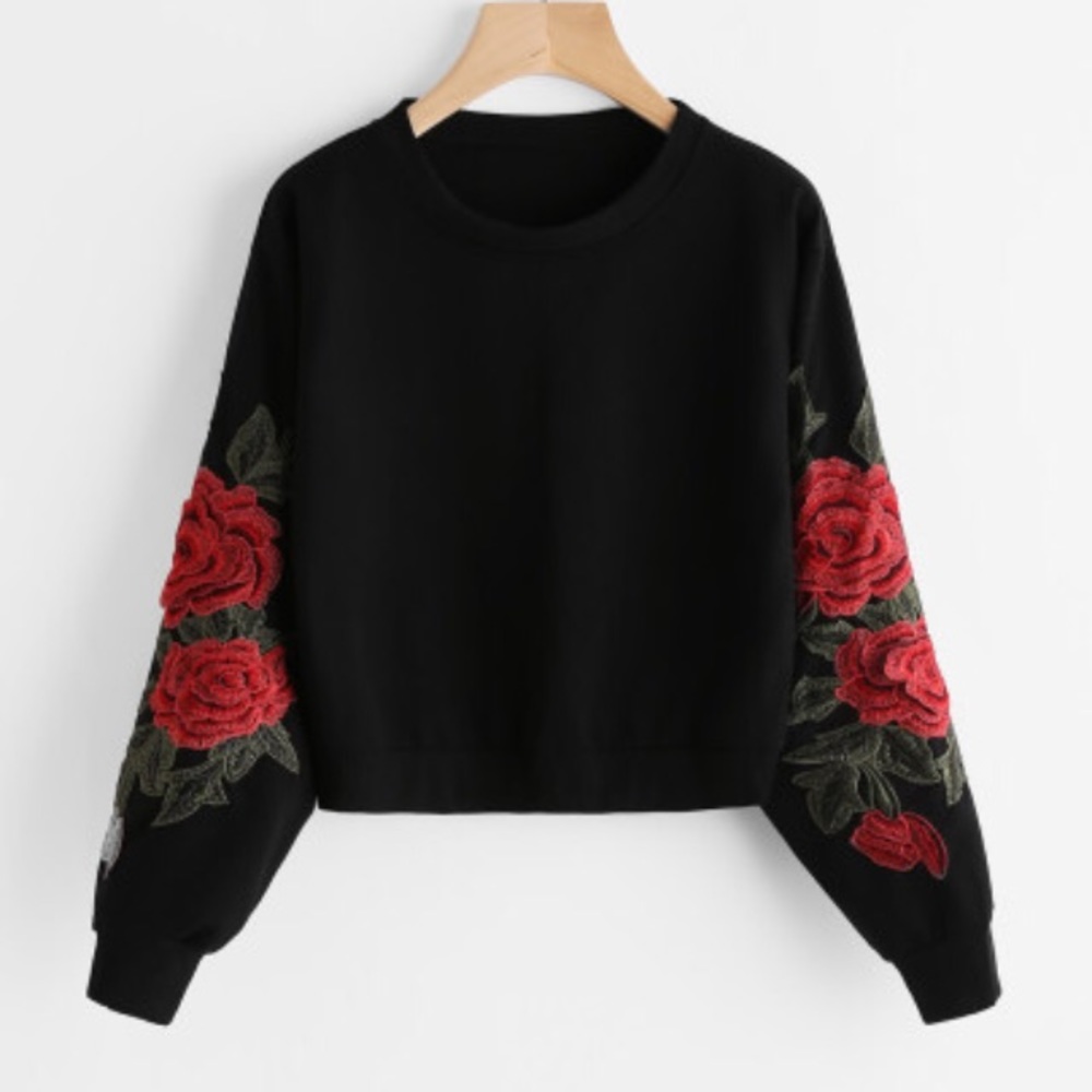 Rose embroidered sweater